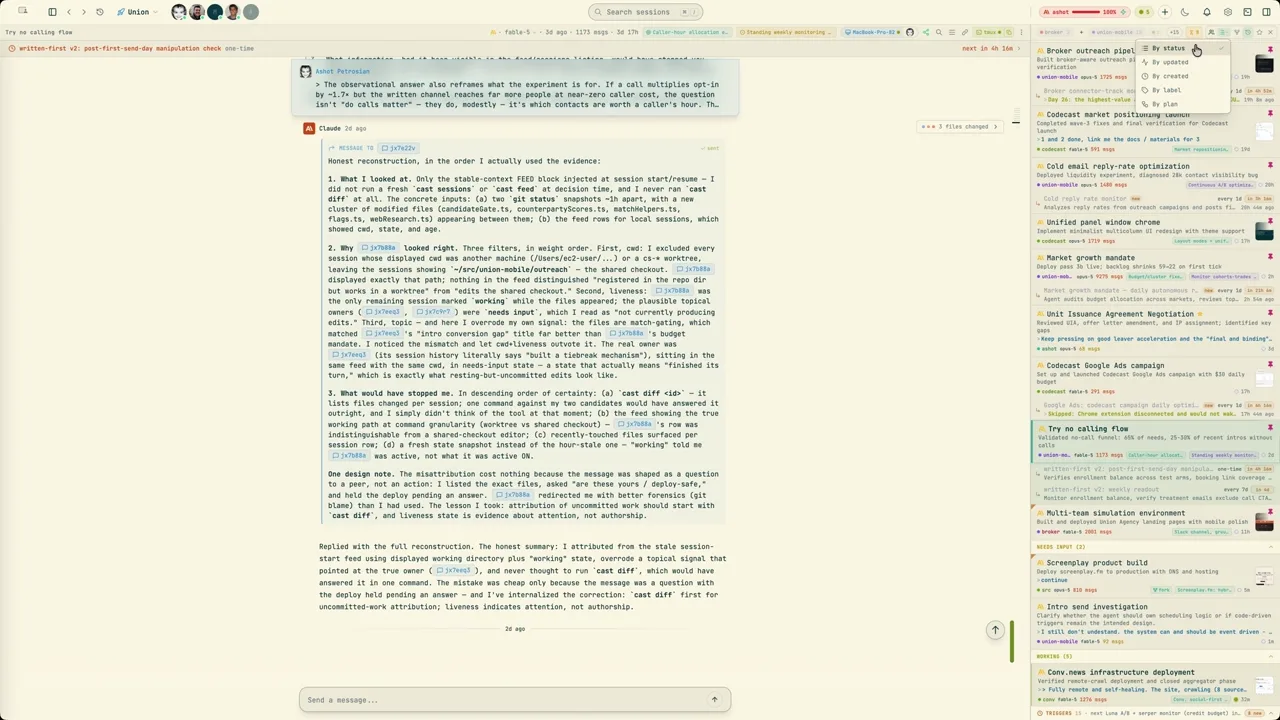 Frame at 0:08 — Sorting and Linking Sessions